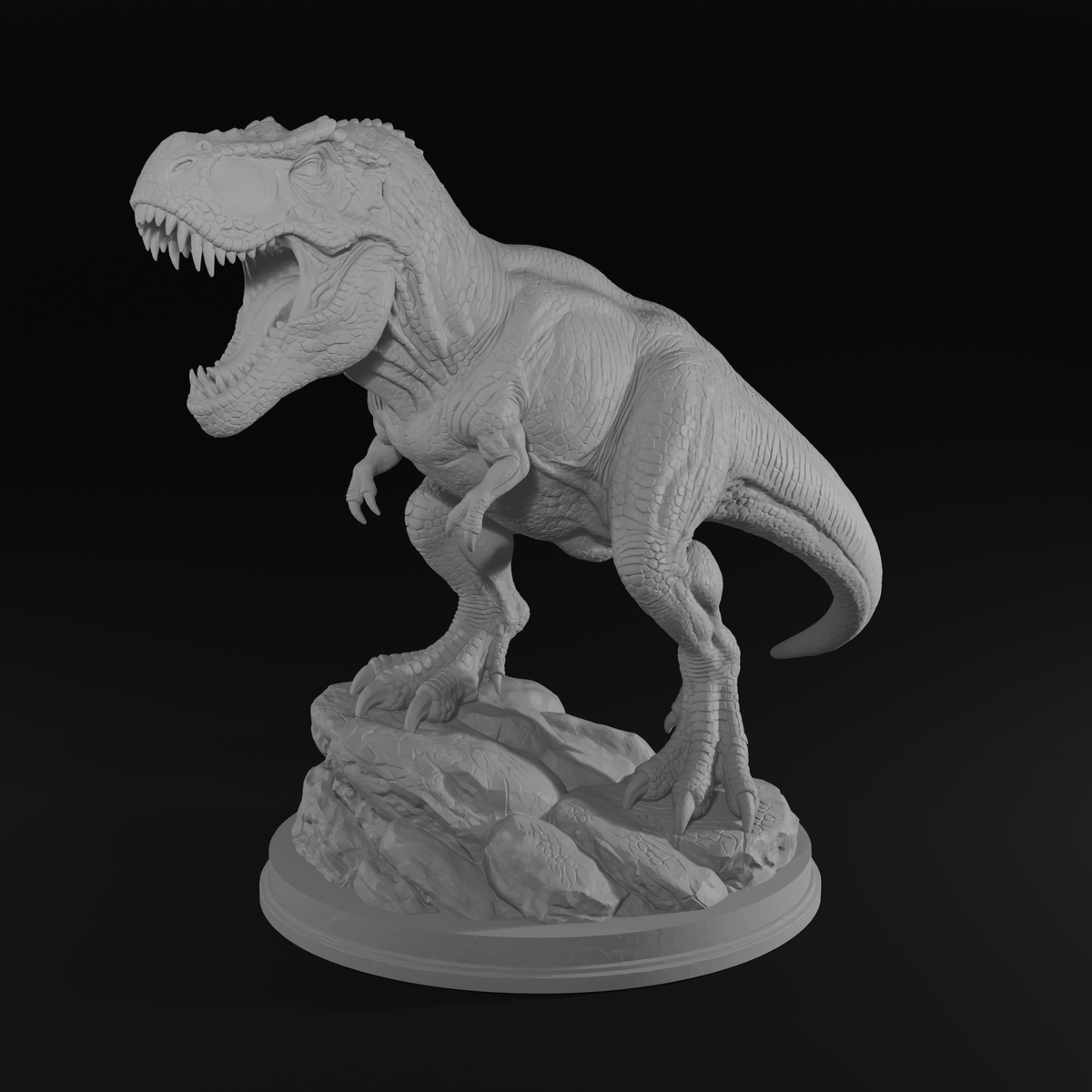 T-Rex Dinosaur Statue STL File – Prehistoric 3D Print Sculpture