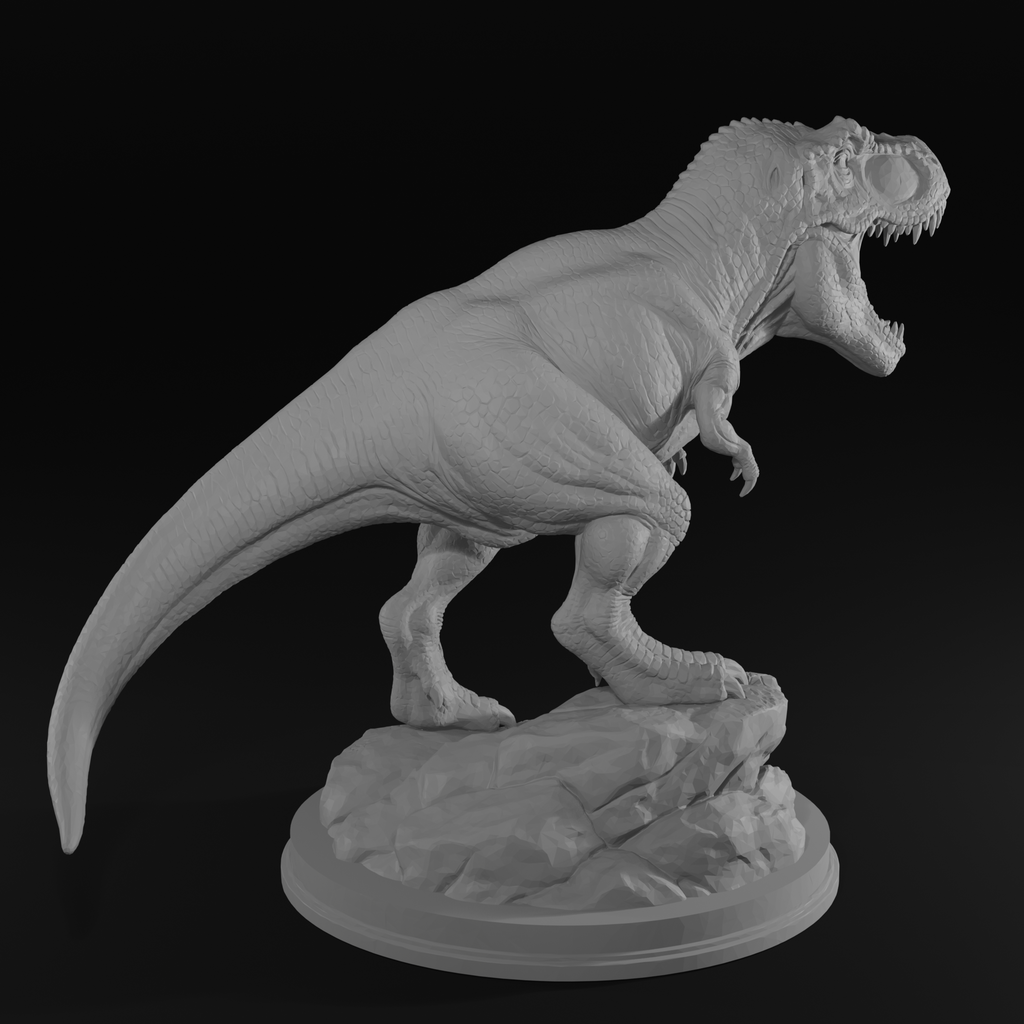 T-Rex Dinosaur Statue STL File – Prehistoric 3D Print Sculpture