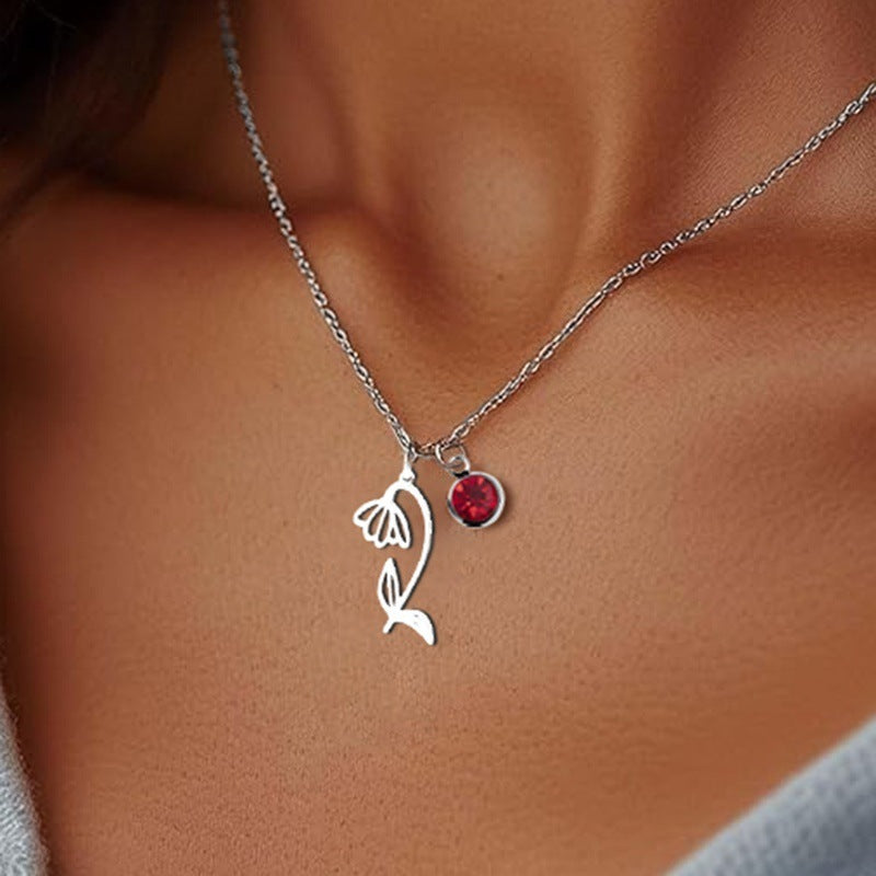 Women’s December Birth Flower Pendant Necklace | Versatile Silver/Gold Chain Gift