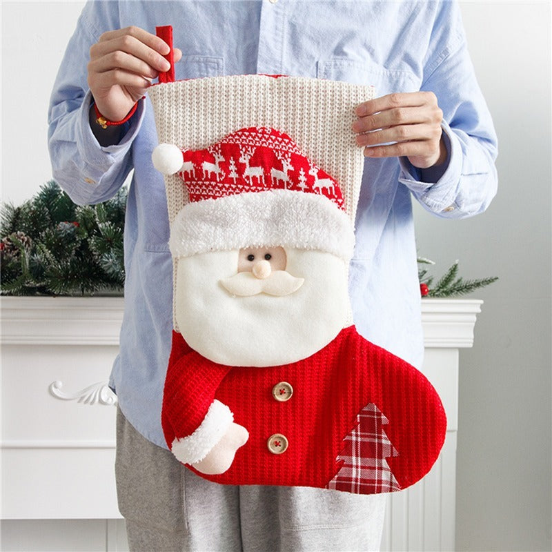 Knitted Christmas Stocking (Large) | Fireplace Decor Gift Bag