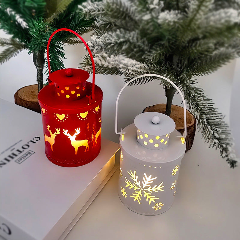 Nordic Christmas LED Lantern – Wrought Iron Small Decorative Candle Light
