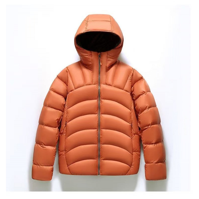 Men’s Hooded Down Jacket | Ribbed Winter Puffer Coat
