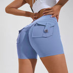 High-Waist Hip-Lifting Shorts with Pockets | Quick-Dry Women’s Fitness Shorts