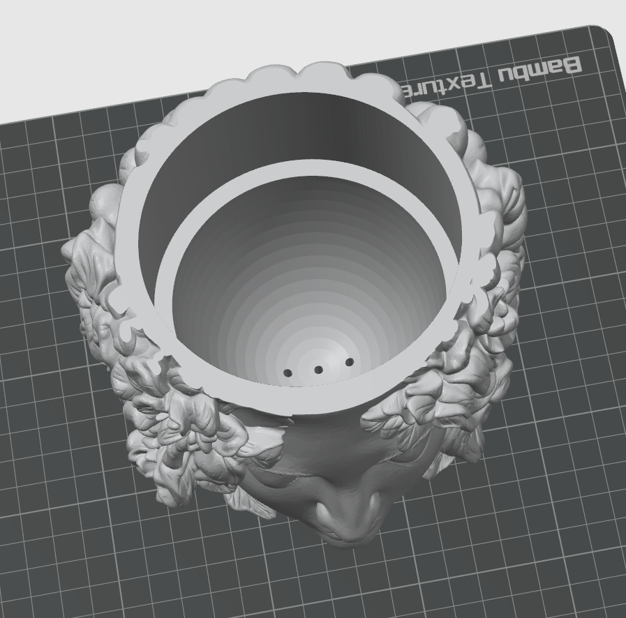 Face Planter STL – Decorative Head Plant Pot with Drainage - 3D Print Planter with Gutter System