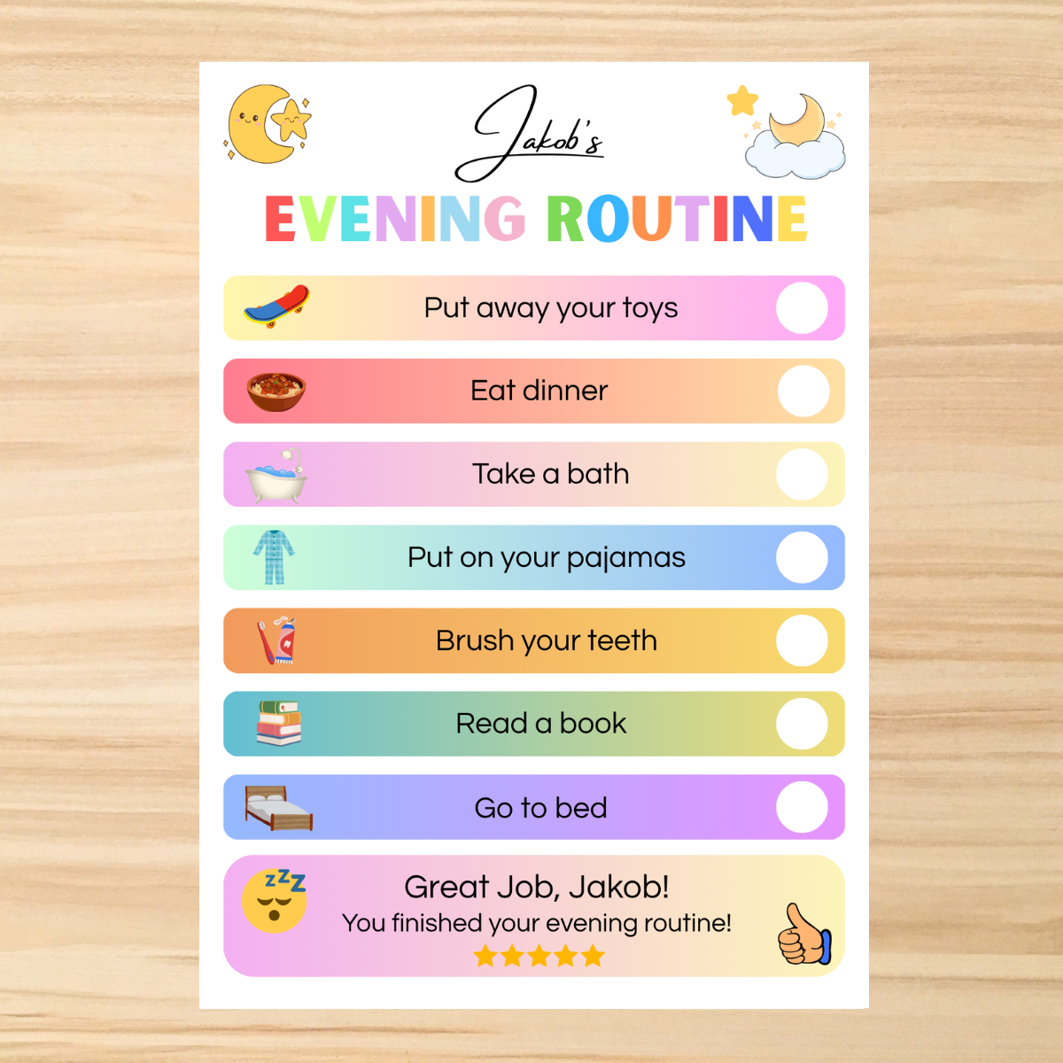 Editable Kids Routine Chart Canva Template Bundle | Morning Evening Daily Routine Printable