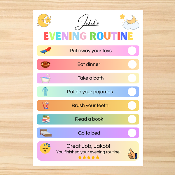 Editable Kids Routine Chart Canva Template Bundle | Morning Evening Daily Routine Printable