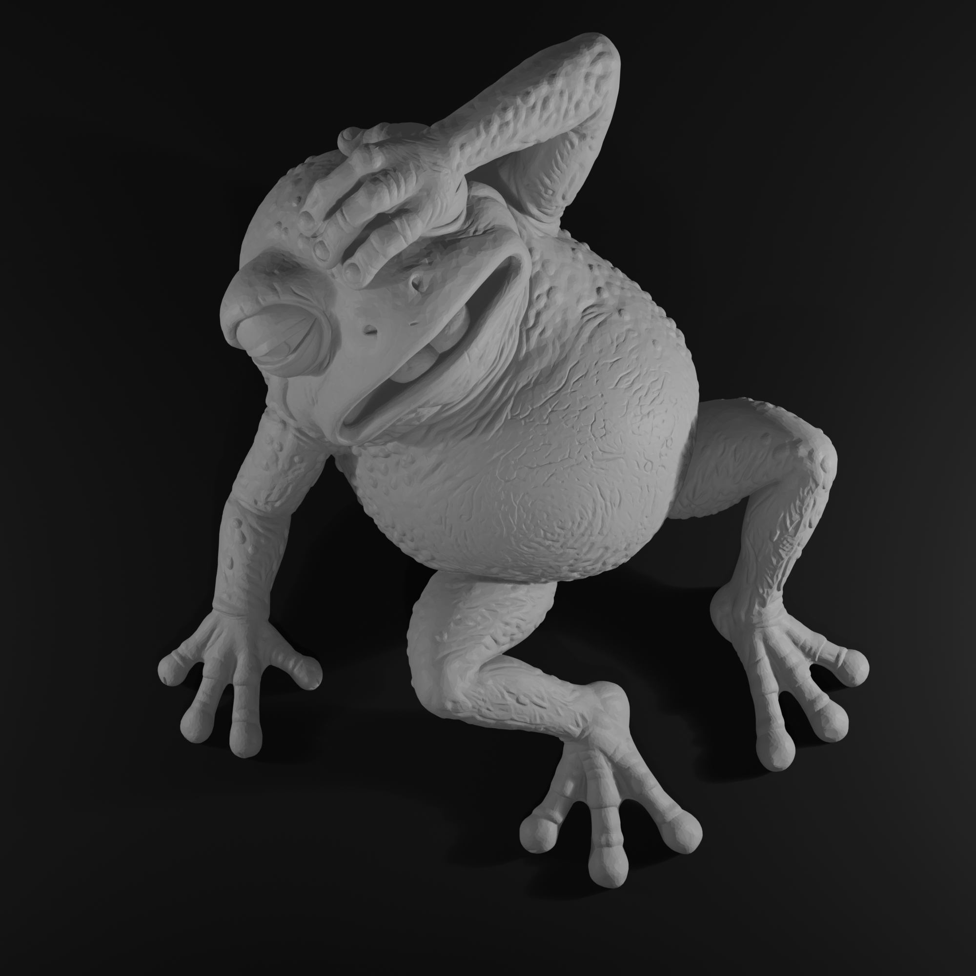 Tired Frog STL File – Funny Frog Sculpture for 3D Printing