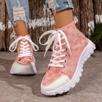 Women’s Rose-Print Lace-Up Boots | Casual Canvas Short Boot with Breathable Design