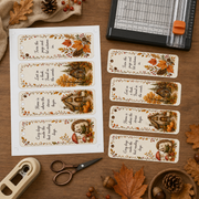12 Printable Autumn Woodland Bookmarks, Fall Book Lover PDF Set