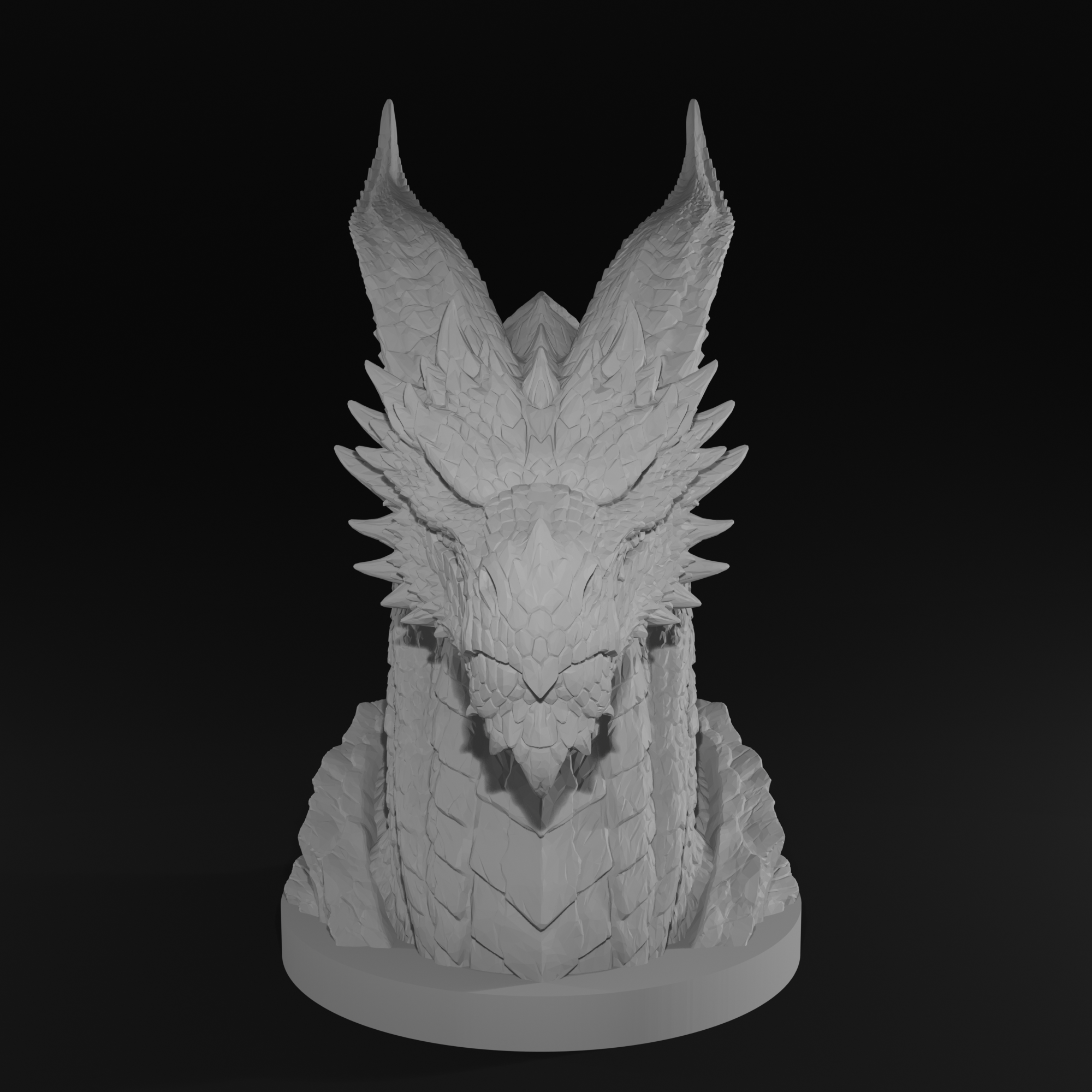 Dragon Bust STL File for 3D Printing Fantasy Dragon Sculpture Decor
