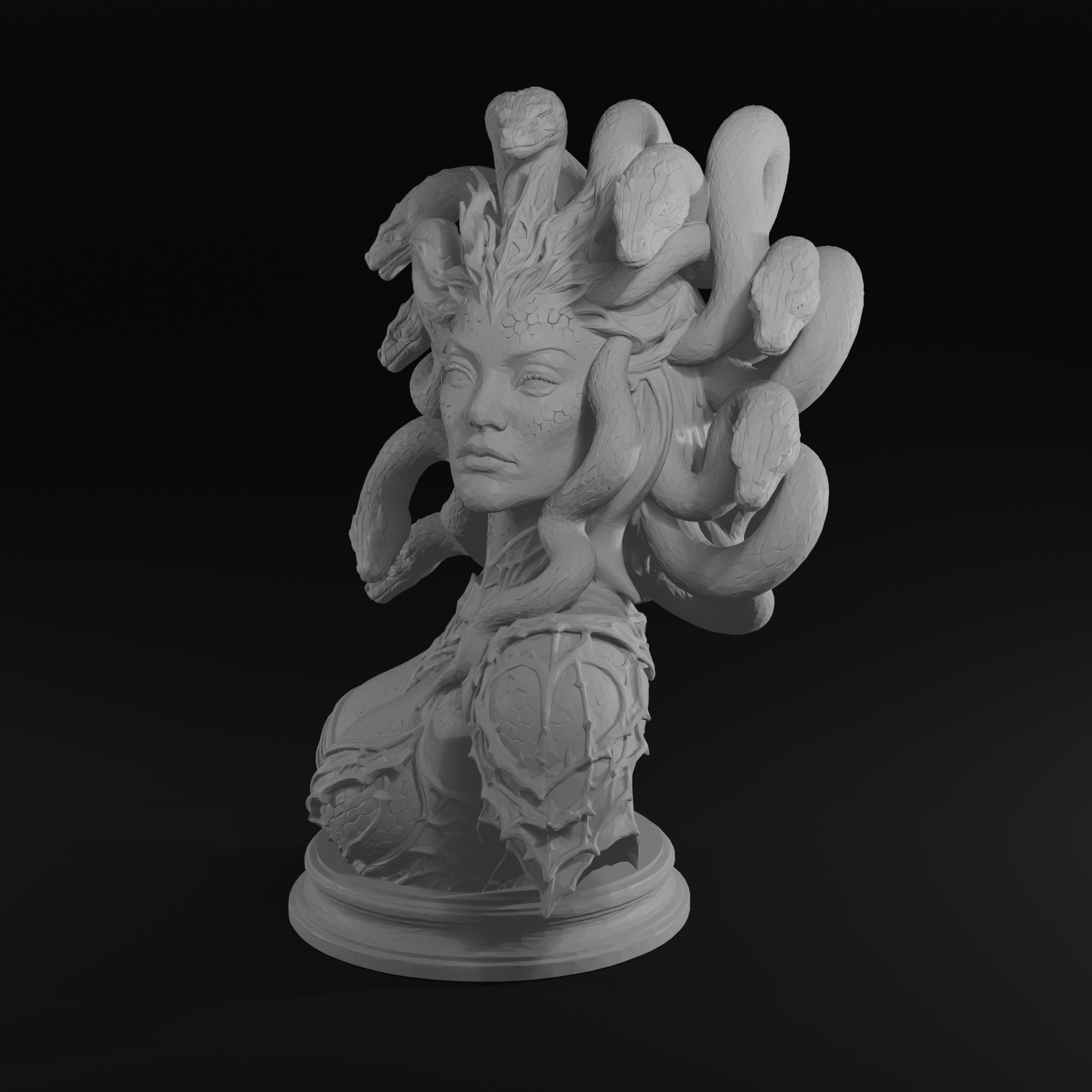 Medusa Queen Bust STL File for 3D Printing Mythological Sculpture