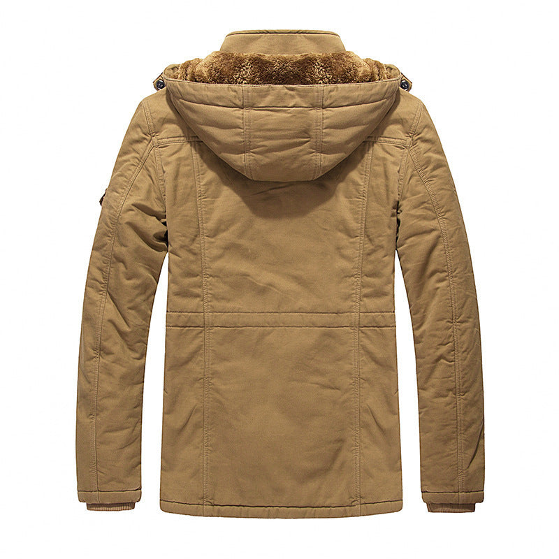 Men’s Fleece-Padded Mid-Length Hooded Jacket | Warm Casual Outerwear