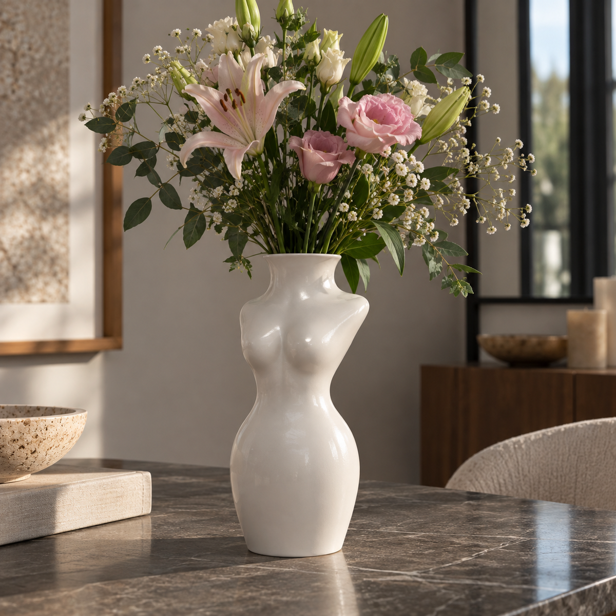 Female Torso Vase STL File – 3D Printable Woman Body Flower Vase Modern Sculptural Home Decor