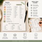 Weekly Meal Planner Printable with Large Grocery List – A4 & US Letter PDF