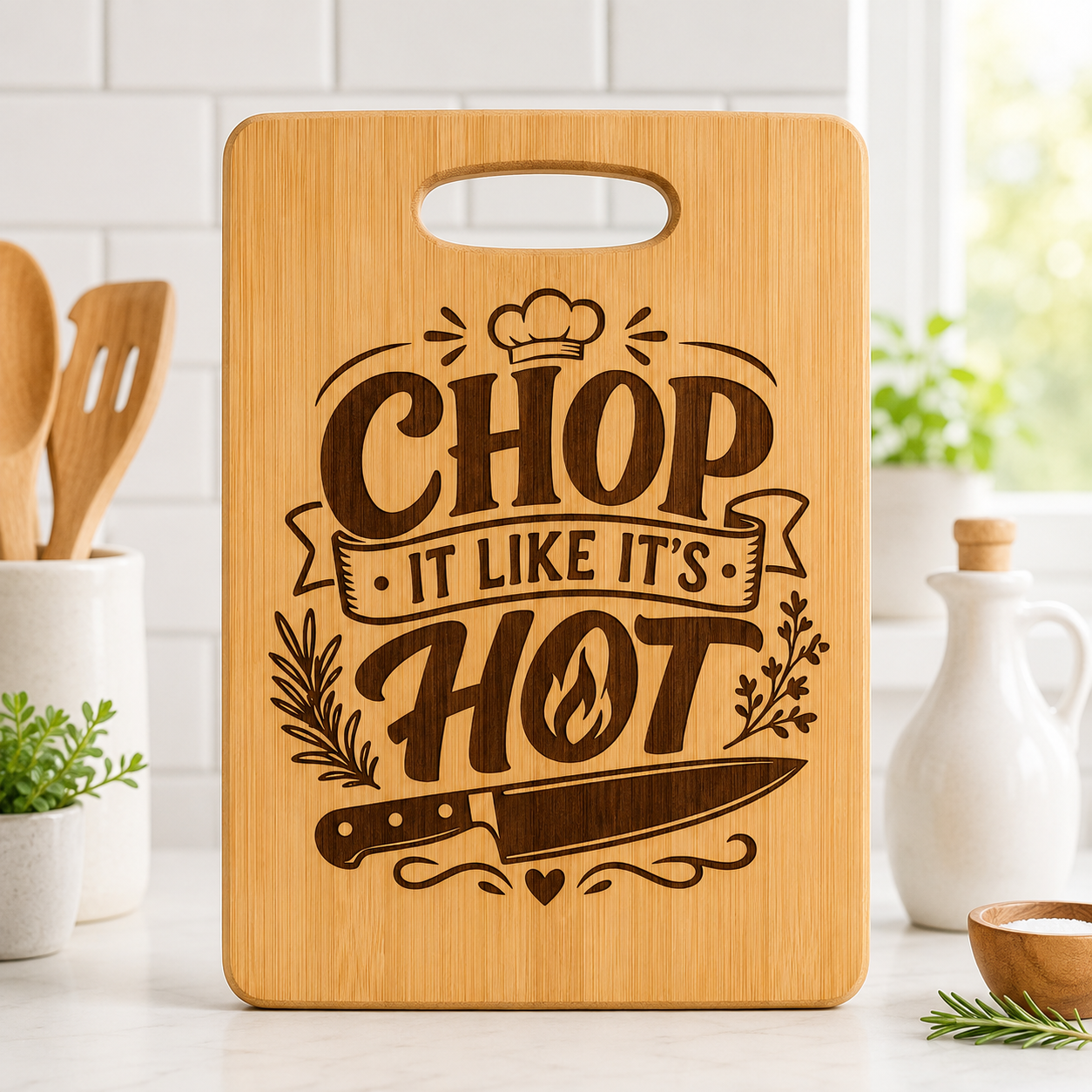 Chop It Like It’s Hot SVG | Funny Cutting Board Laser Engraving File