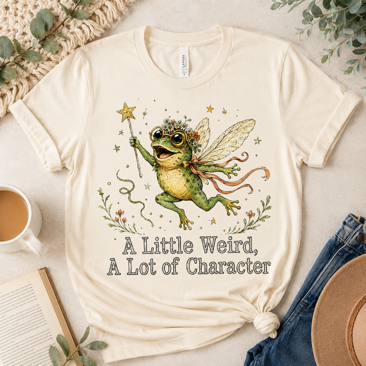 Funny Frog Fairy PNG File | Weird Character Shirt Design | Cottagecore Frog Sublimation