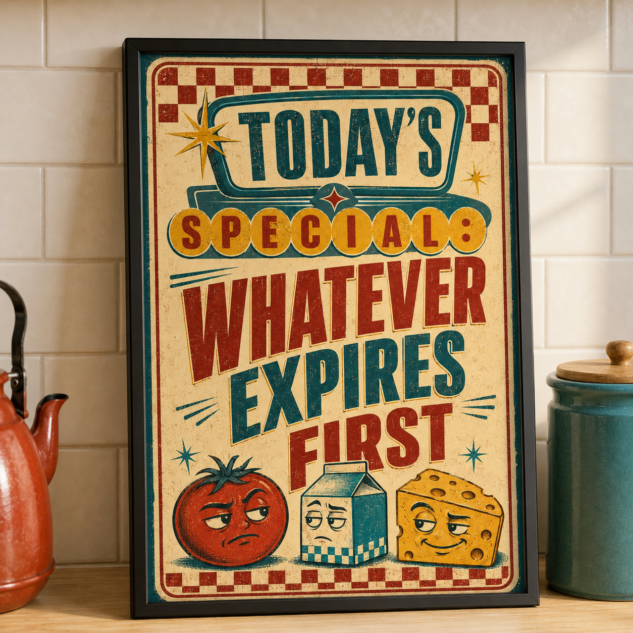 Funny Retro Kitchen Wall Art Printable | Today’s Special Whatever Expires First Vintage Food Poster | Mid Century Diner Decor Main image