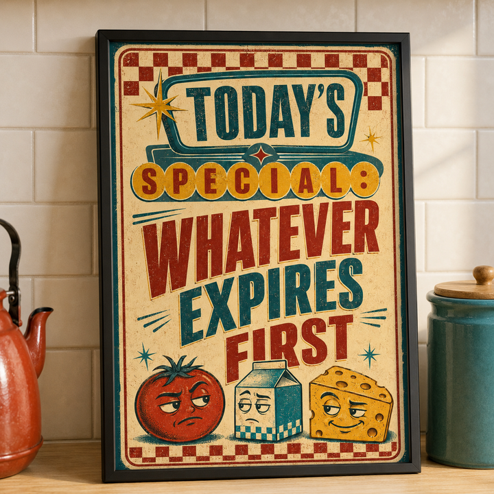 Funny Retro Kitchen Wall Art Printable | Today’s Special Whatever Expires First Vintage Food Poster | Mid Century Diner Decor