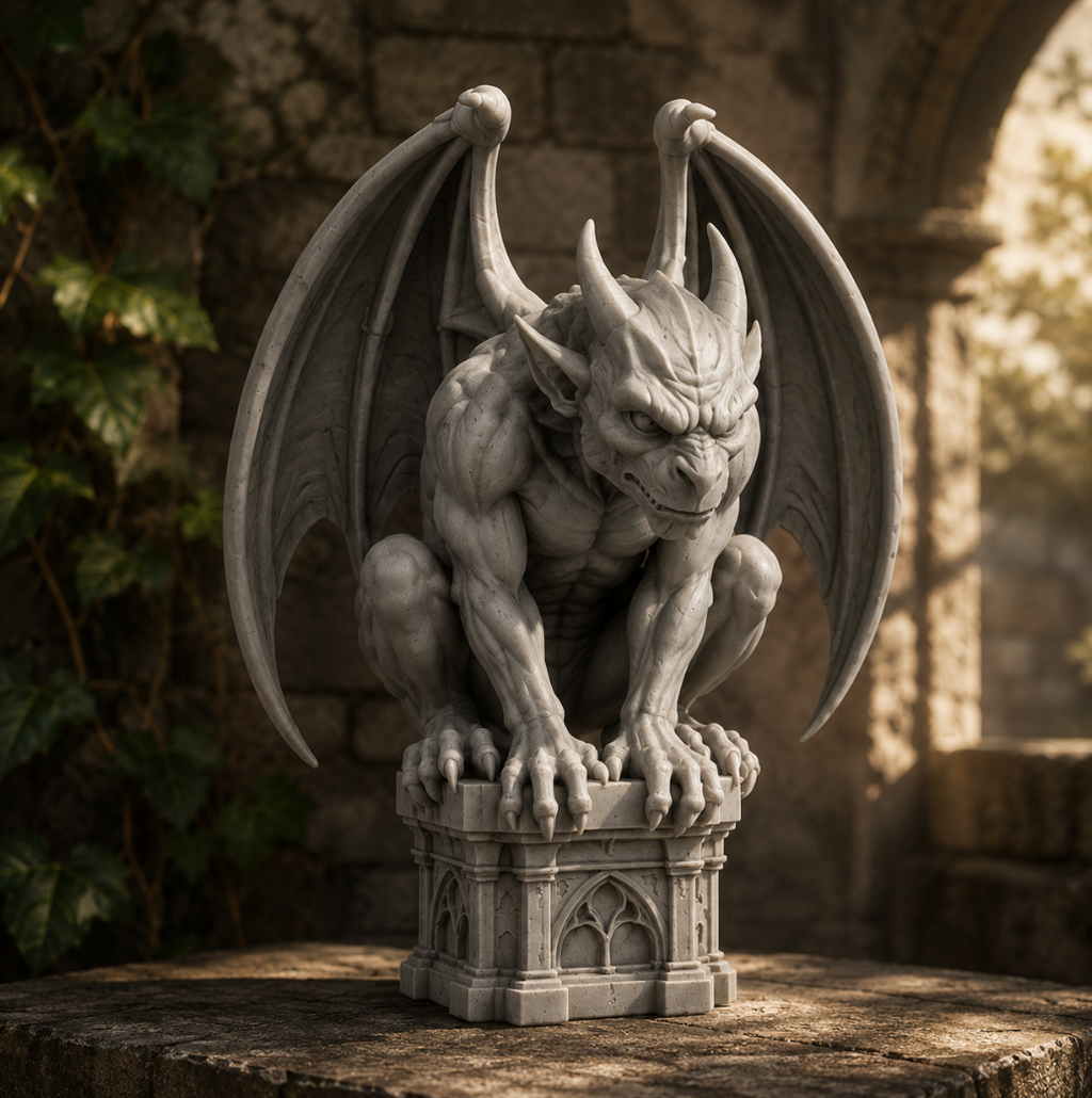 Gargoyle Guardian STL – Gothic Demon Statue 3D Print File