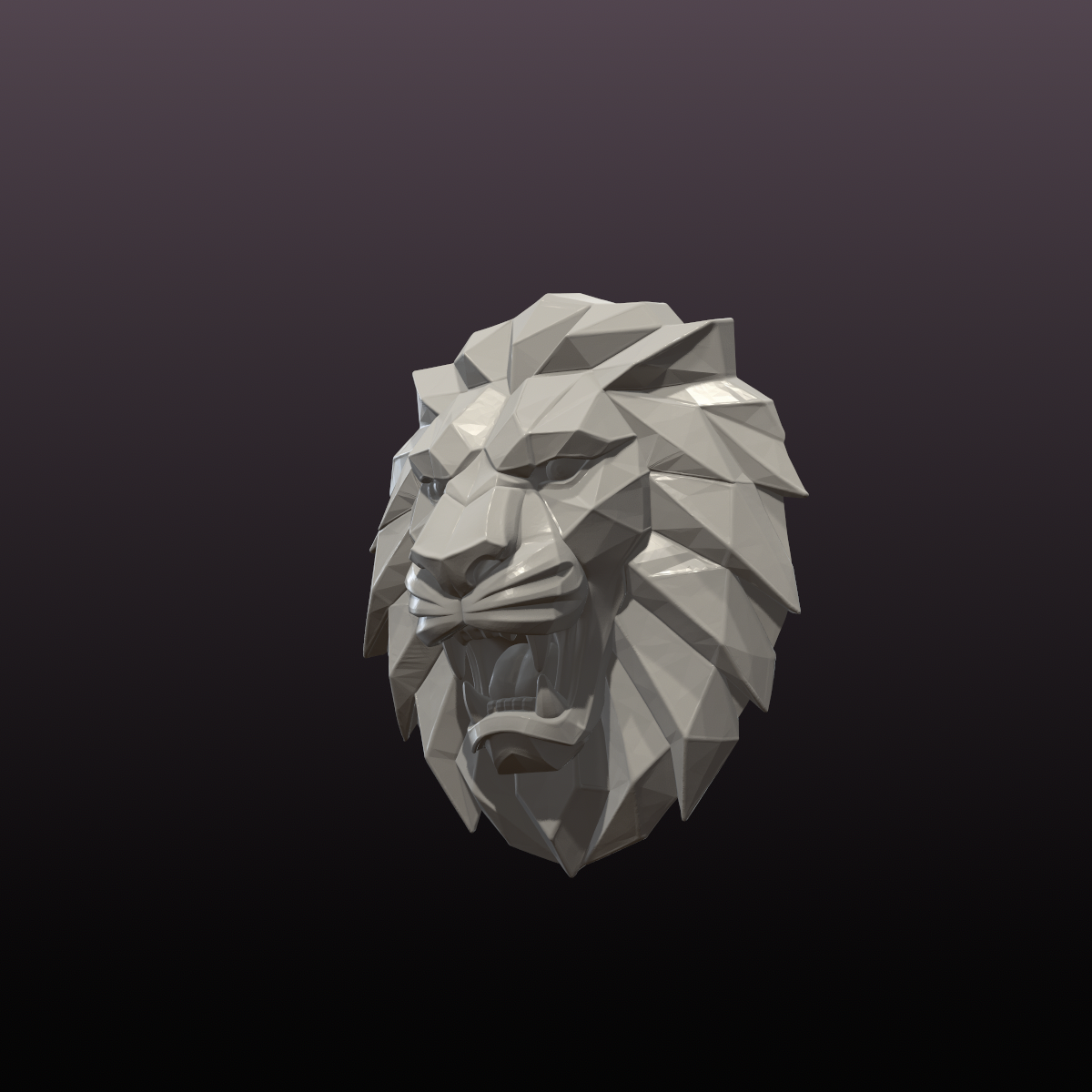 Low Poly Lion Head Wall Art STL File – Roaring Lion 3D Print Wall Sculpture