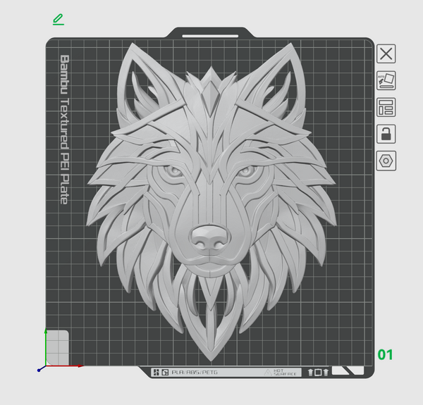Geometric Wolf Wall Art STL File – Modern Wolf Head 3D Print