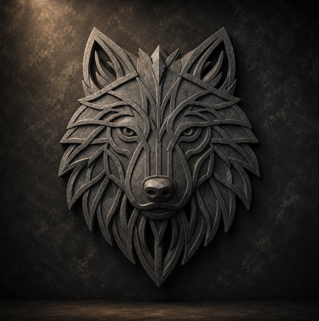 Geometric Wolf Wall Art STL File – Modern Wolf Head 3D Print Main image