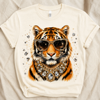 Glam Tiger PNG File | Preppy Tiger Shirt Design | Bling Animal Sublimation PNG