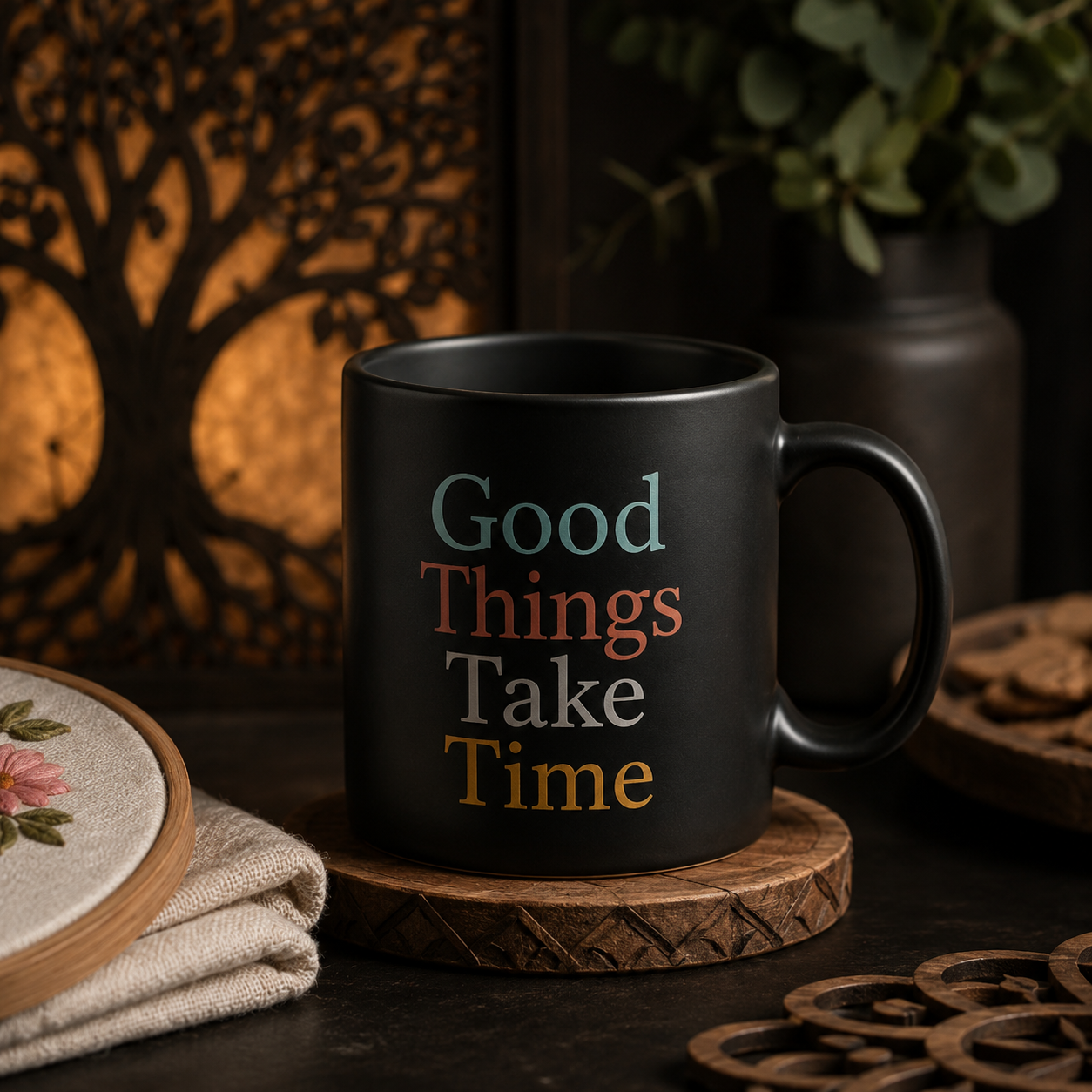 Good Things Take Time Mug Design PNG | Coffee Cup Wrap Digital Download