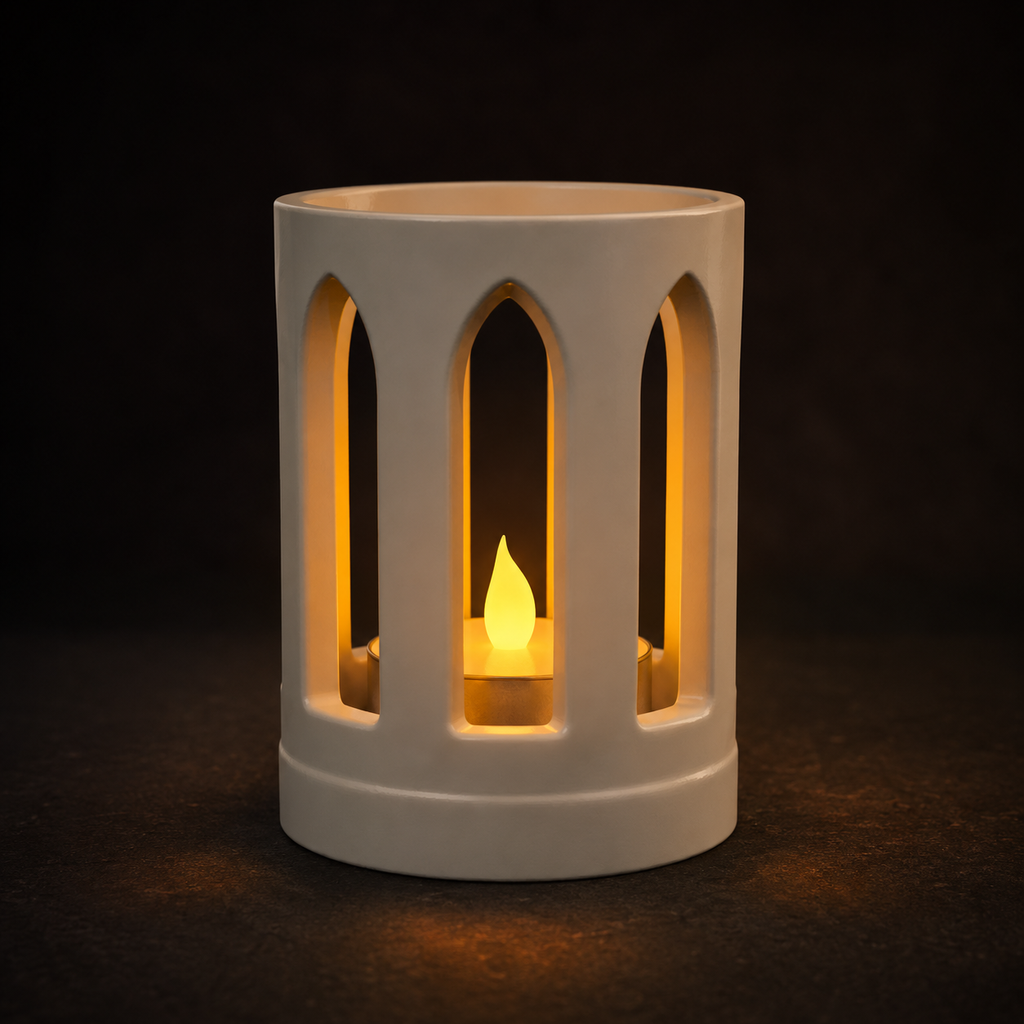 Gothic LED Candle Holder STL – Printable Lantern Decor 3D Print File