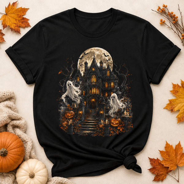 Halloween Ghost PNG Shirt Design | Haunted House Sublimation Graphic