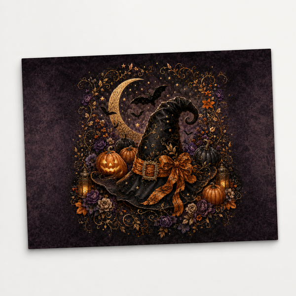 Halloween Witch Hat Tumbler Wrap PNG | 20oz Skinny Sublimation Design