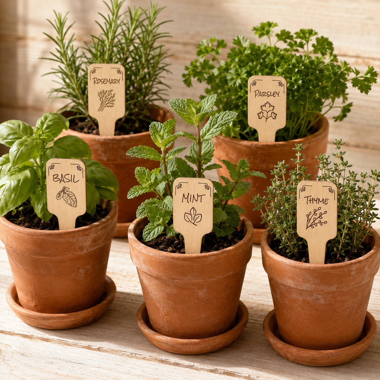 Herb Plant Marker SVG Set | 10 Laser Cut Garden Label Files