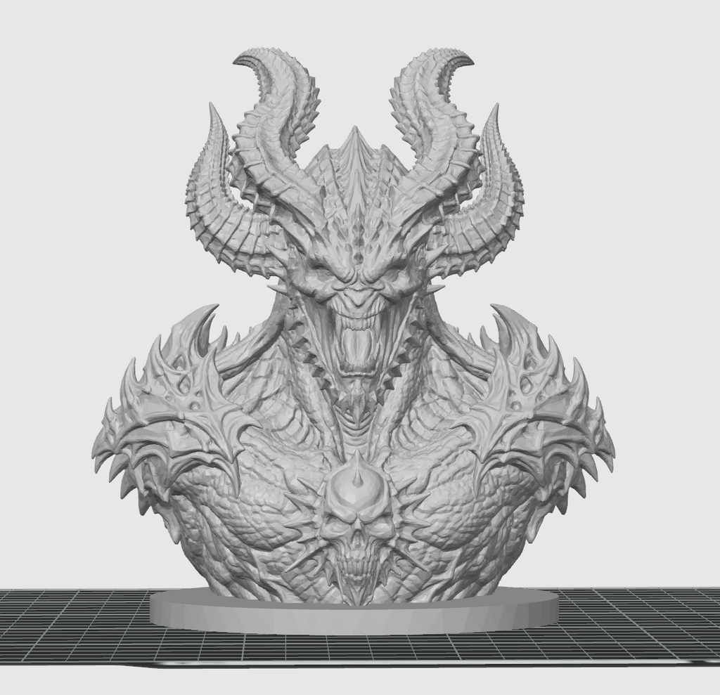 Infernal Demon Bust STL – Highly Detailed Fantasy Sculpture 3D Print File