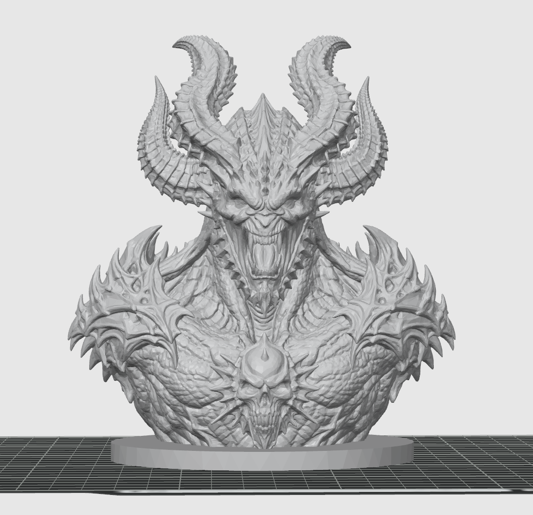 Infernal Demon Bust STL – Highly Detailed Fantasy Sculpture 3D Print File