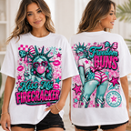 Kiss My Firecracker PNG Bundle | Front Back Patriotic Shirt Design