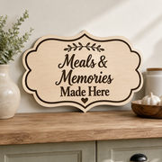 Meals & Memories Kitchen Sign SVG | Laser Cut Farmhouse Kitchen Decor Wood Sign | Engraving File for LightBurn LaserGRBL