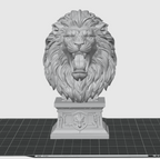 Royal Lion Bust STL – Roaring Medieval Sculpture 3D Print File
