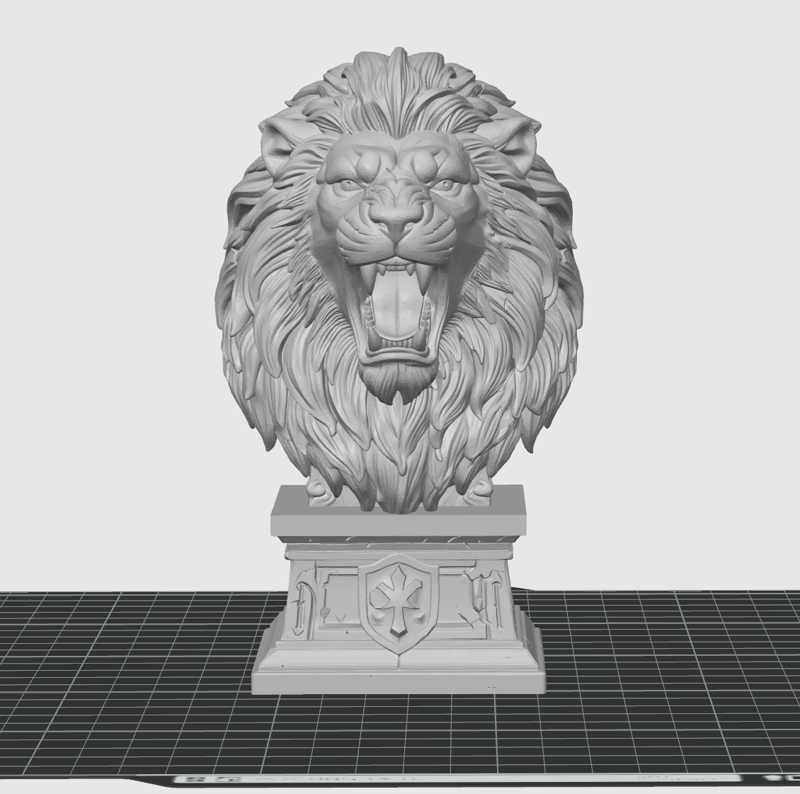 Royal Lion Bust STL – Roaring Medieval Sculpture 3D Print File