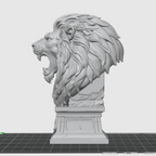 Royal Lion Bust STL – Roaring Medieval Sculpture 3D Print File