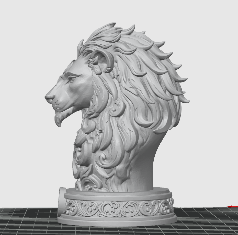 Side view of lion sculpture STL