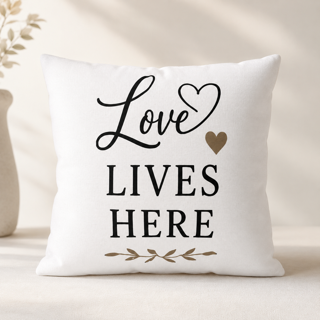 Love Lives Here Pillow Design PNG File | Home Decor Cushion Cover Download