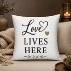 Love Lives Here Pillow Design PNG File | Home Decor Cushion Cover Download
