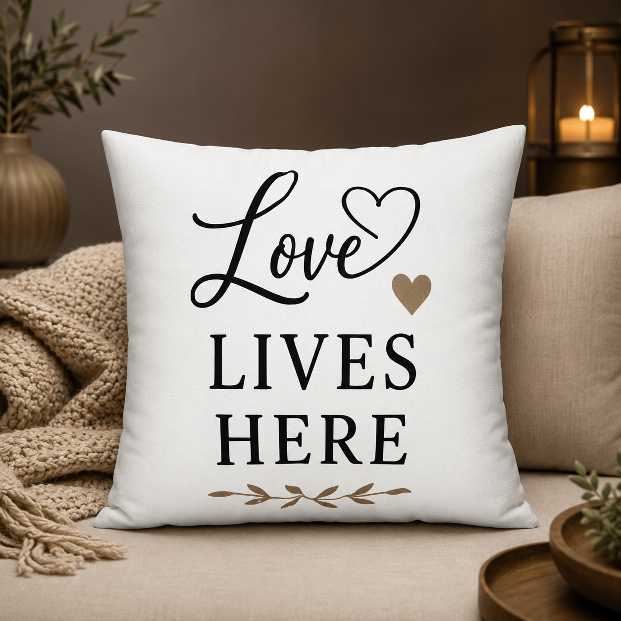 Love Lives Here Pillow Design PNG File | Home Decor Cushion Cover Download
