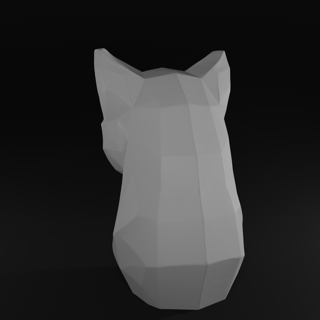 Low Poly Cougar Bust STL File | Modern Geometric Big Cat Sculpture