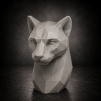 Low Poly Cougar Bust STL File | Modern Geometric Big Cat Sculpture