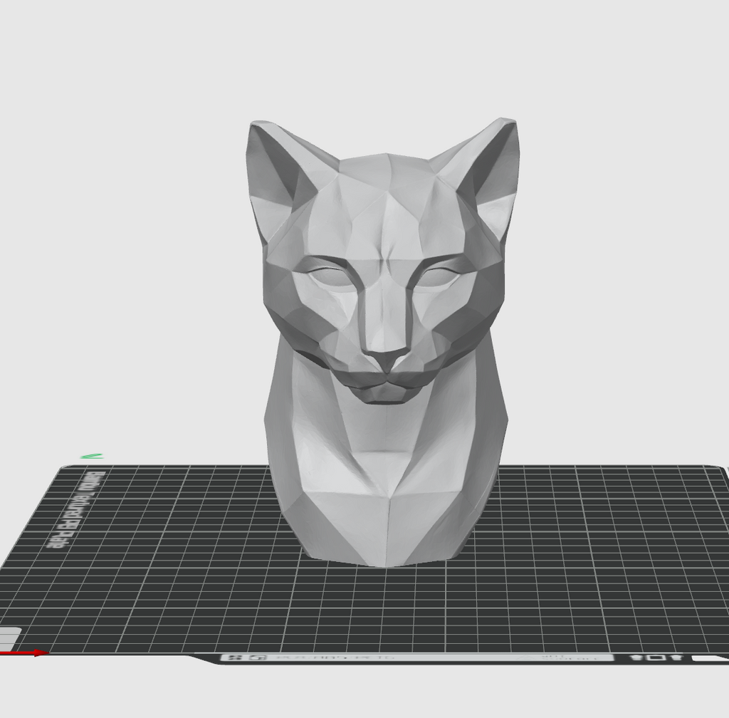 Low Poly Cougar Bust STL File | Modern Geometric Big Cat Sculpture
