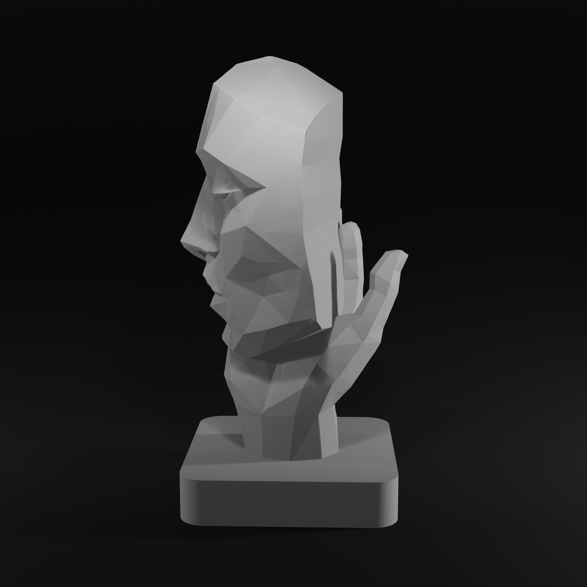 Low Poly Face Sculpture STL File for 3D Printing Modern Abstract Decor