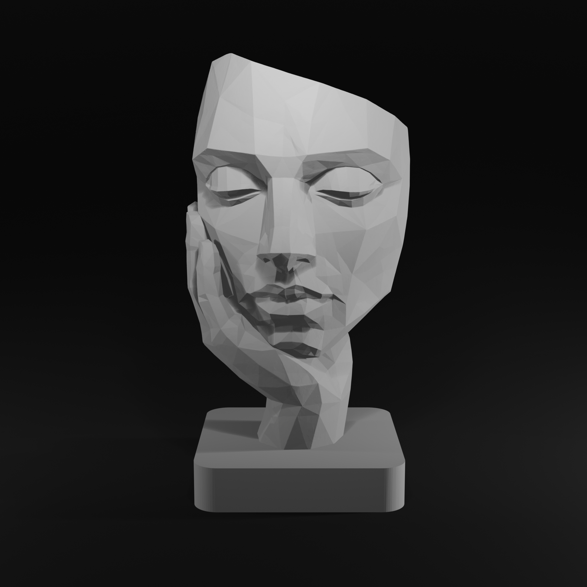 Low Poly Face Sculpture STL File for 3D Printing Modern Abstract Decor