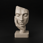 Low Poly Face Sculpture STL File for 3D Printing Modern Abstract Decor