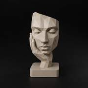 Low Poly Face Sculpture STL File for 3D Printing Modern Abstract Decor